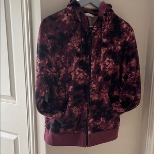 Women's Maroon and Black Hooded Vest